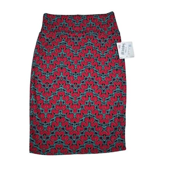 LuLaRoe Cassie Pencil Skirt Geometric Purple Turquoise Chevron LLR Small S - Picture 1 of 5